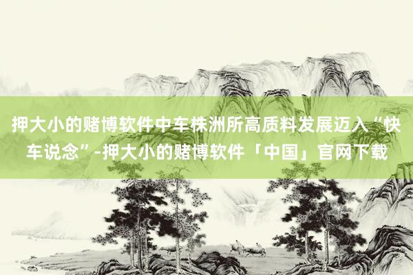 押大小的赌博软件中车株洲所高质料发展迈入“快车说念”-押大小的赌博软件「中国」官网下载