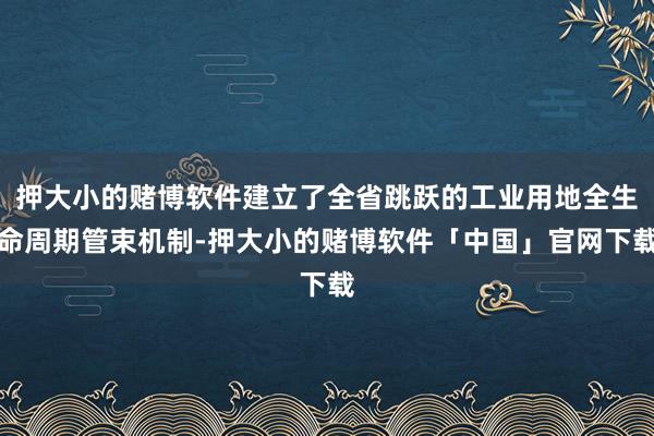 押大小的赌博软件建立了全省跳跃的工业用地全生命周期管束机制-押大小的赌博软件「中国」官网下载